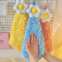 Plumeria Chenille Hand Towel, Kitchen Hanging, Absorbent and Quick-Drying, Cute Children's Square Towel, Foot Wipe, Easy To Wash
