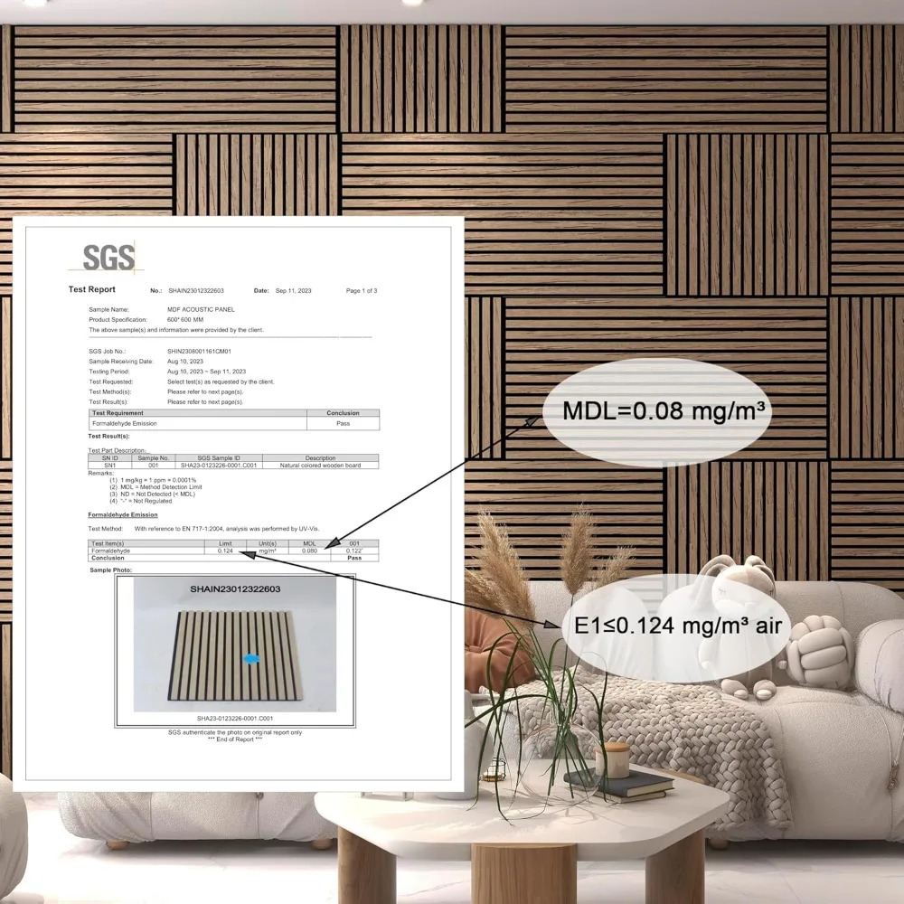Panel Akustik Kayu Slat, Panel Kayu Beralur 3D Penyerap Suara untuk Dinding dan Plafon, Panel Kedap Suara Dekoratif