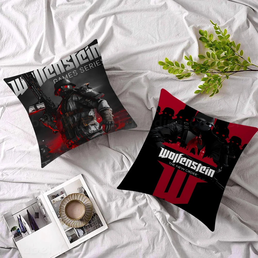 

WolfensteinPillow Covers Cartoon Sofa Decorative Home Double-sided Printing Short Plush Cute Cushion Cover