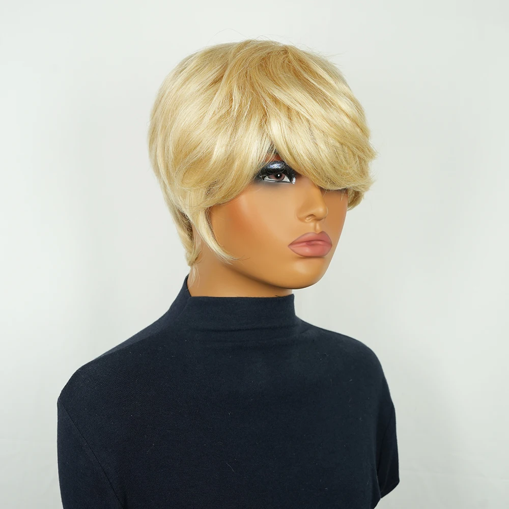 613 شعر مستعار أشقر عابث قطع شعر مستعار البرازيلي شعر مستقيم شعر مستعار قصير الطبقات عابث الباروكات شعر الإنسان كامل آلة صنع شعر مستعار