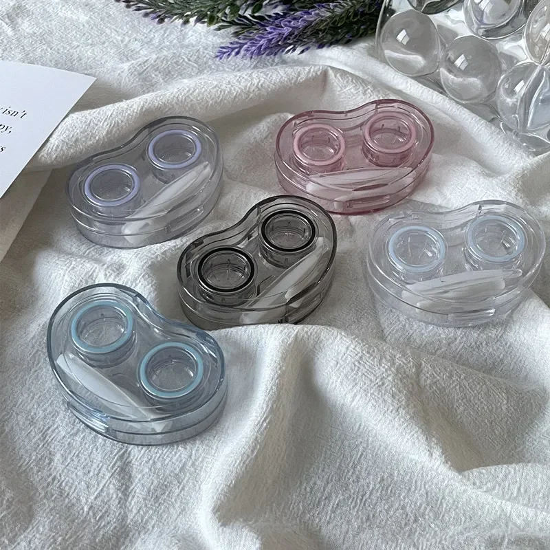 Contact Lens Case Portable Transparent Simple One-piece Companion Case Contact Lens Double Case No Need To Twist The Lid