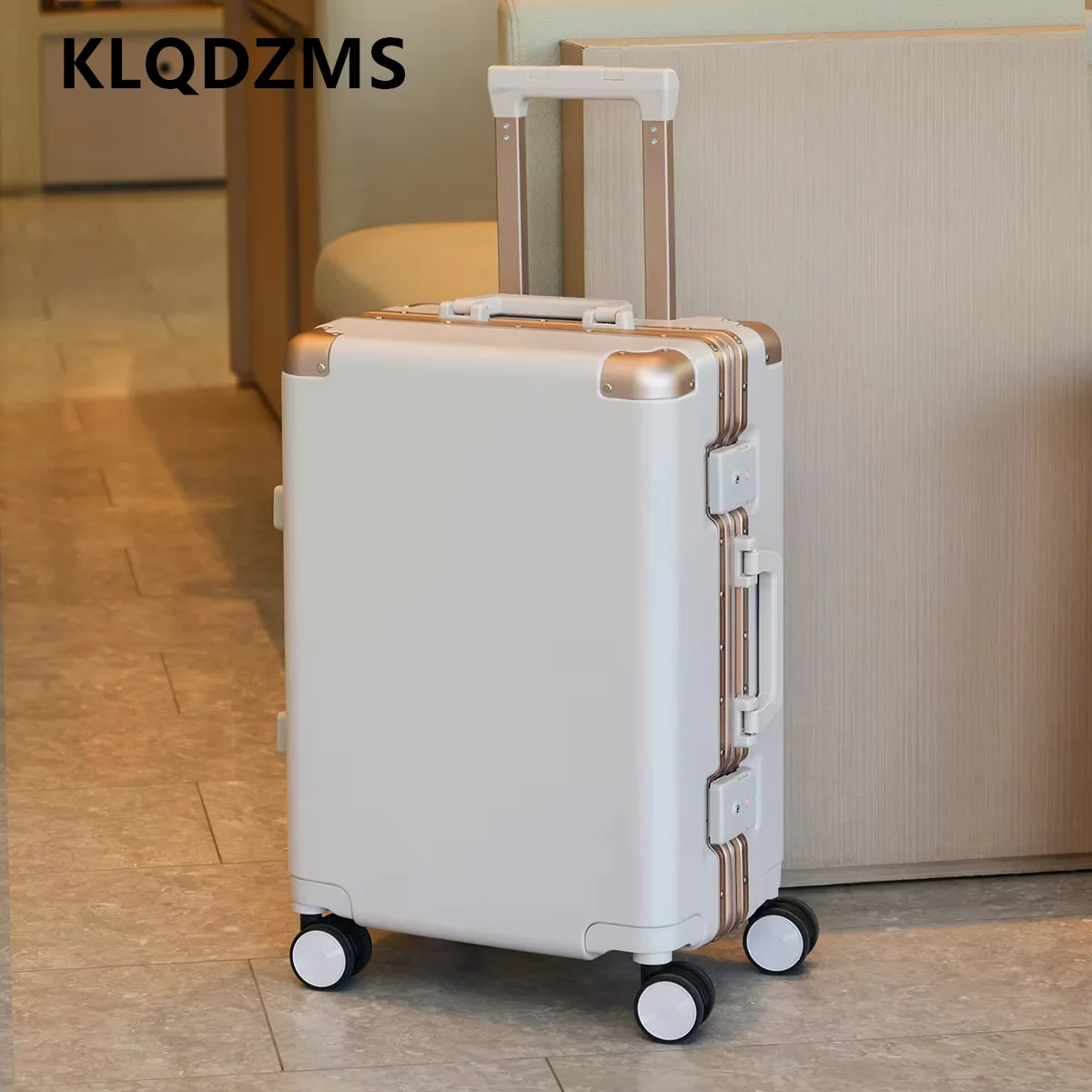 

KLQDZMS ABS+PC Suitcase Aluminum Frame Boarding Box Multifunctional Trolley Case 20"22"24"26"28"30 Inch Large Capacity Luggage