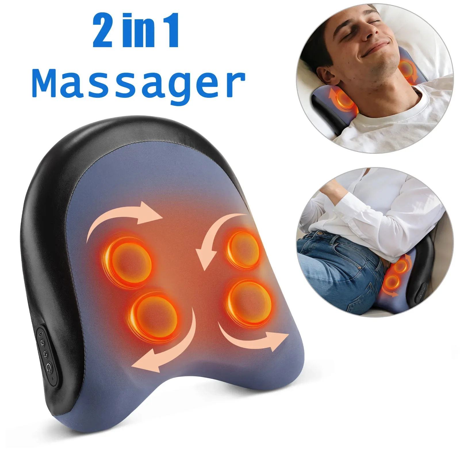 

Беспроводной портативный массажер для спины Шиацу с функцией вытяжения шейного отдела позвоночника, массажер для тела с подогревом, вибрацией и теплым компрессом