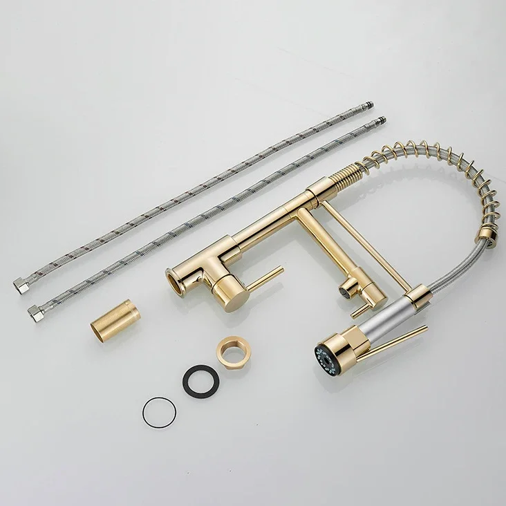 Hot Cold Kitchen Spring Faucets with Pull Down Sprayer Rose Gold Black Springk Kitchen Mixer Tap Luxury Spring Kitchen Faucet