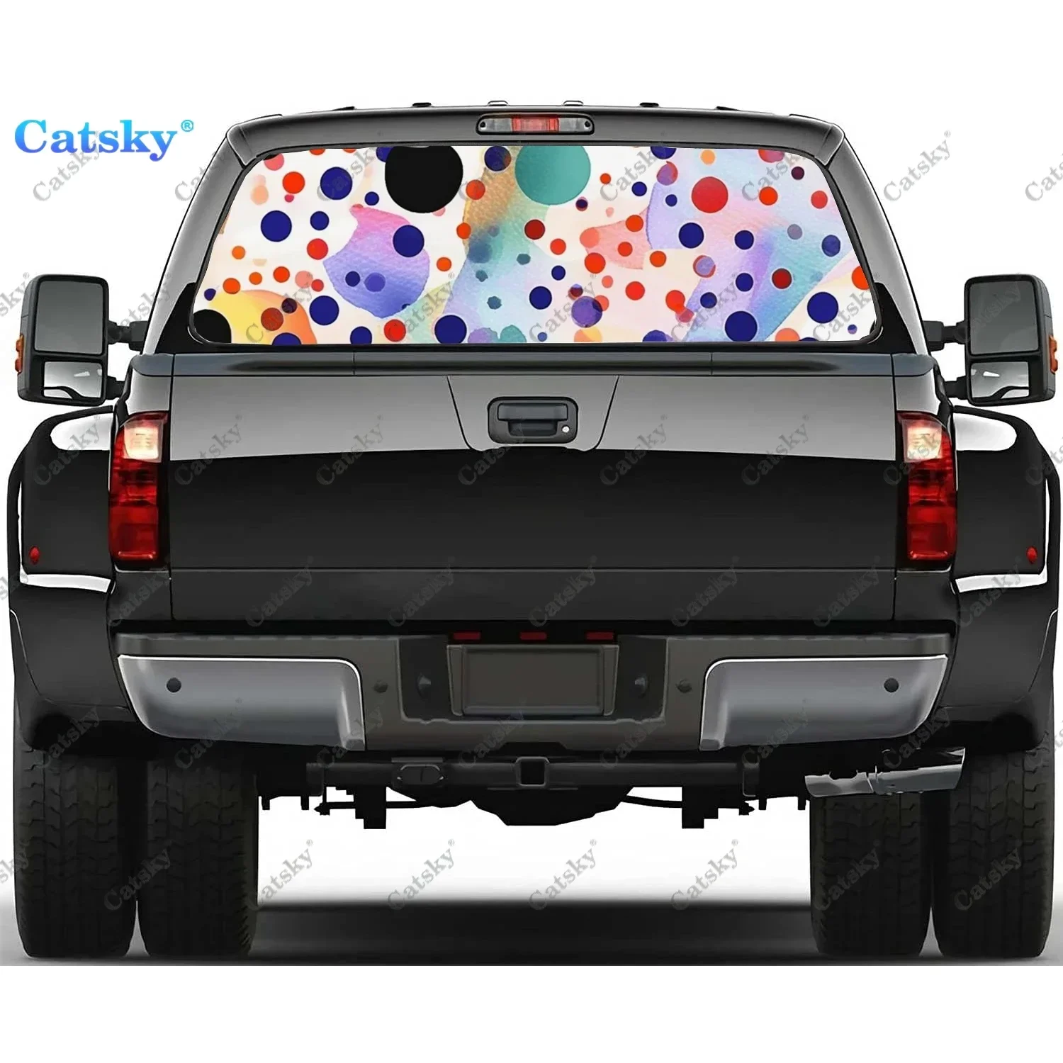 

Красочная наклейка на заднее окно с узором в горошек, подходит для пикапа, грузовика, автомобиля, универсальная прозрачная перфорированная виниловая наклейка на заднее окно