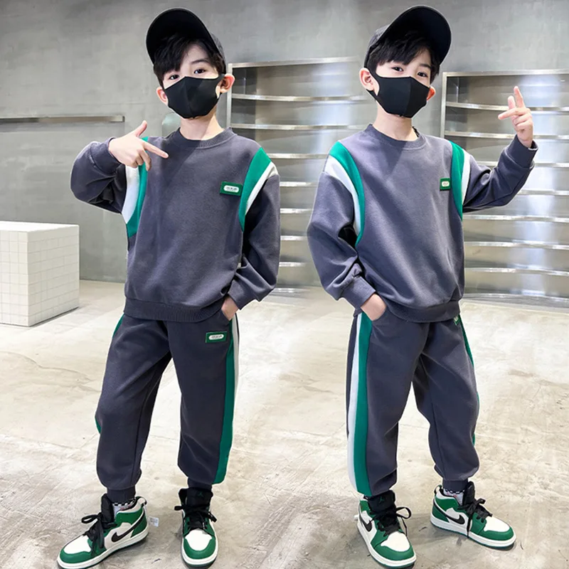 2024 Boys Clothes Set striped Sweatshirt tops + Sport Pants Tracksuits winter Autumn Kids Suit Children 5 7 8 9 10 11 12 13Year