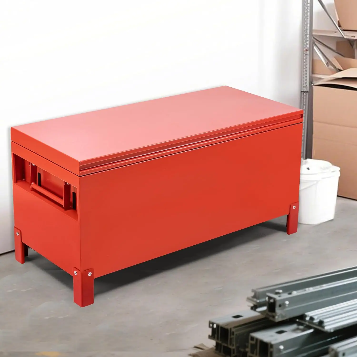 Heavy-Duty Aluminum Truck Tool Box, Jobsite Storage Box & Gang Box for Pickup Truck Bed, RV & Trailer, Tool Chest Organizer with Side Handles