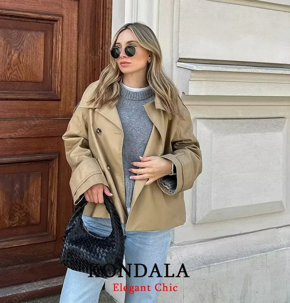 KONDALA Frauen Stehkragen Kurze Windjacke Straße Casual Taste Jacke Mantel 2025, Frühling Herbst Mode Elegante Dame Jacke