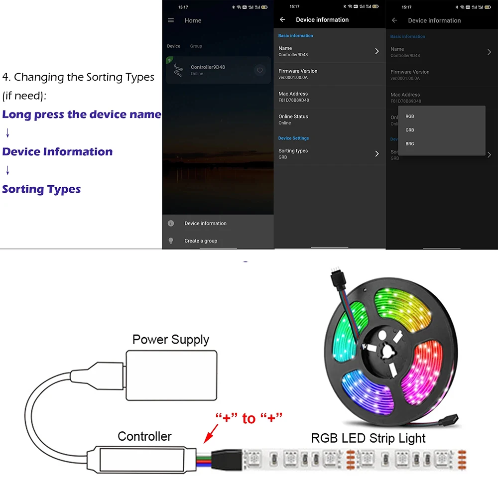 BluetoothとUSBを備えたミニLEDストリップライトコントローラー,音楽と互換性のあるリモート制御アプリケーション,電力5050,24キー,DC 5v,12v,24v