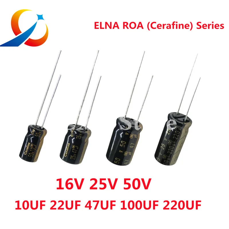 10pcs ELNA ROA ( Cerafine ) Series HiFi Audio Capacitor 16V 25V 50V 10uF 22uF 47uF 100uF 220uF 22uF25V 22UF50V 100UF25V Original