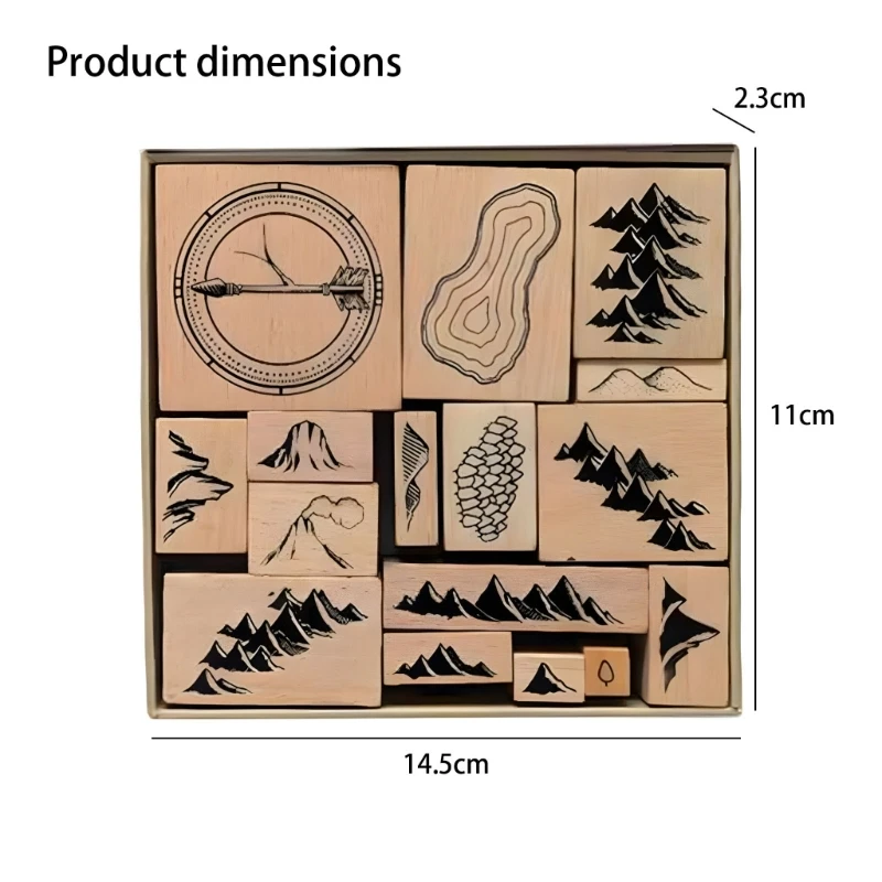 16 Stuks Kaart Maken Stempel Set Houten Rubber Stempel voor Kaart Maken Reizen Journaling Kaart Maken Scrapbooking Decoratie