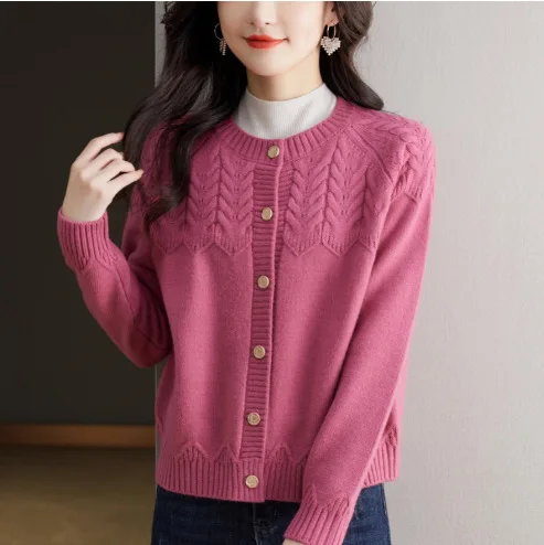 Cárdigan de punto elegante para mujer, suéter, abrigo, ropa de punto de manga larga para mujer, chaqueta de lana para primavera y otoño, Top, ropa femenina