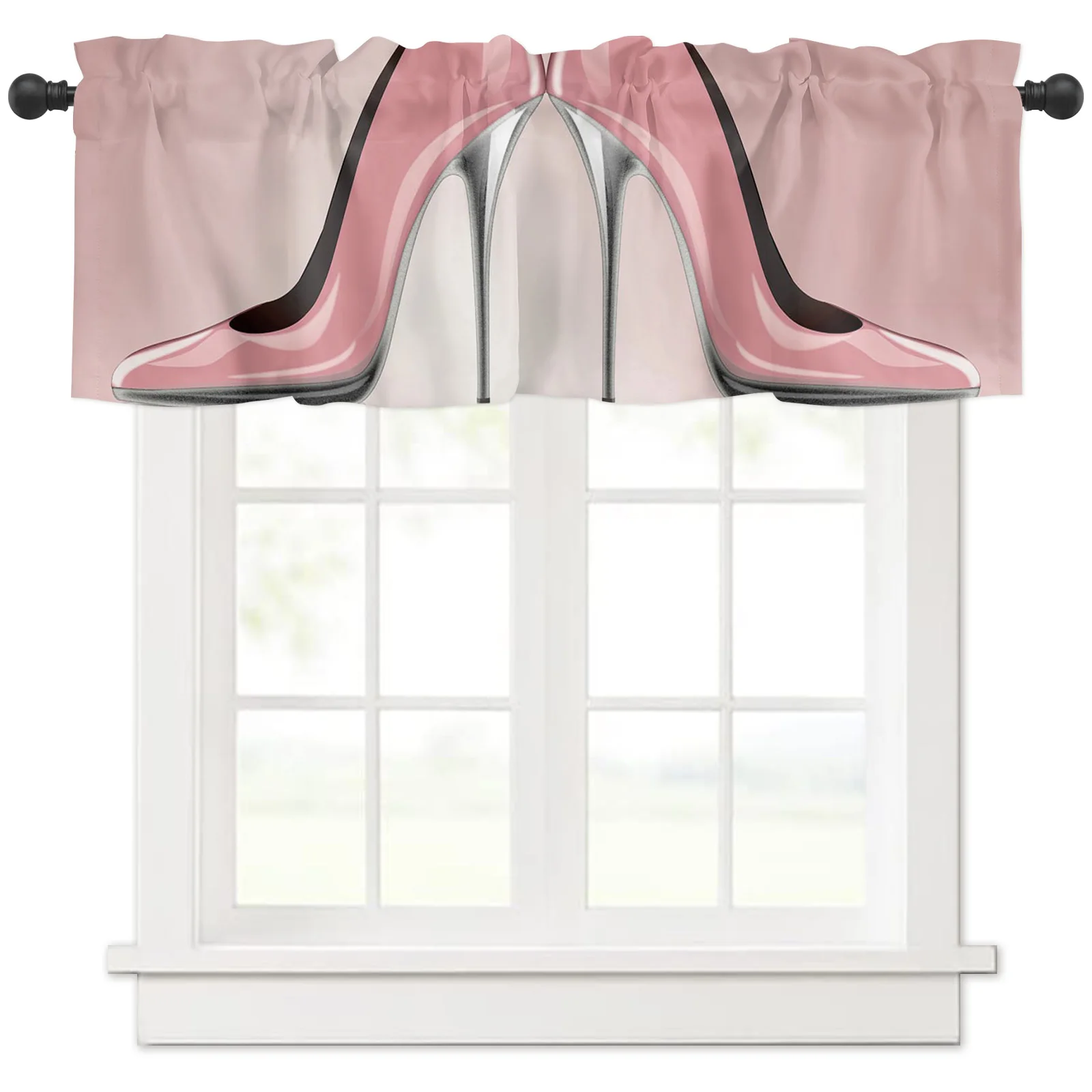 Pink Female High Heels Butterfly Curtain For Living Room Kids Bedroom Kitchen Window Curtains Home Essentials Interior Drapes