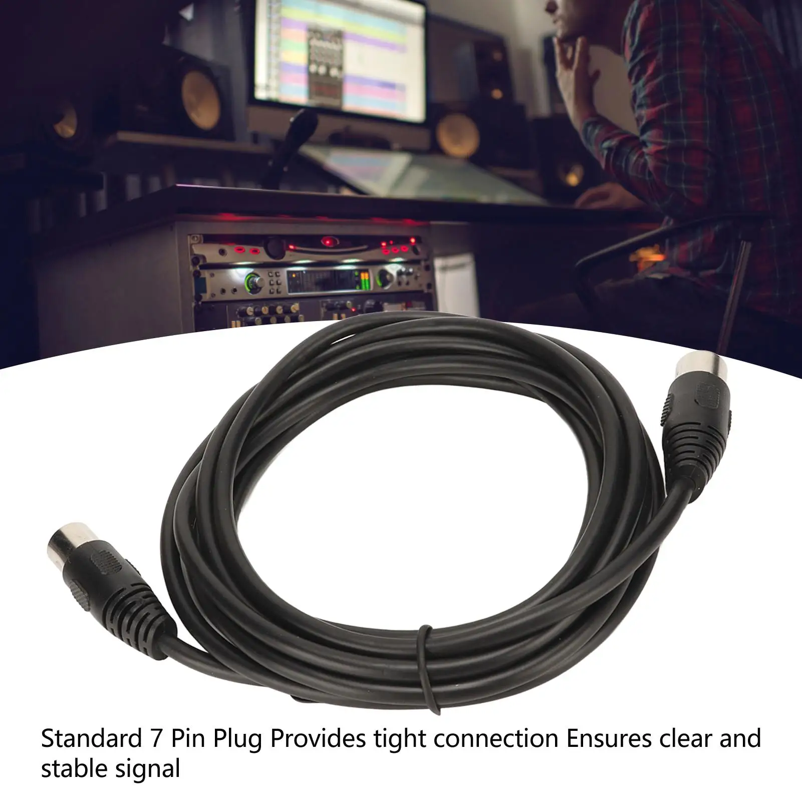 9.8ft Plug & Play Male-to-Male Big DIN Extension Cord for Computer Medical Device