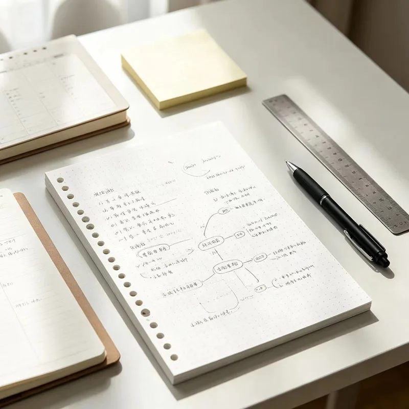 A5 dot matrix loose leaf paper, thick writing paper, suitable for daily school learning and office use (60 sheets/book)