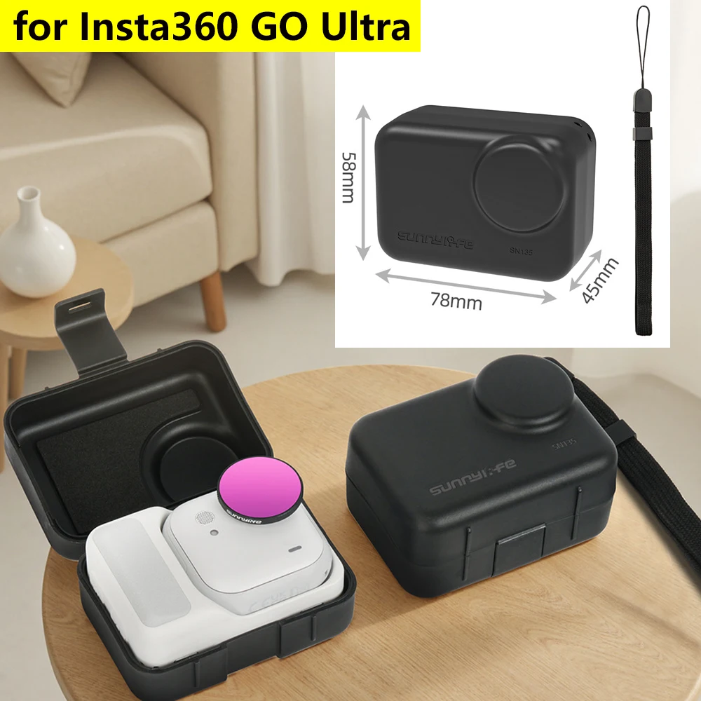

Portable Storage Case with Lanyard Shock-proof Protective Case Mini Box Dust-proof Hard Shell for Insta360 GO Ultra Storage Bag