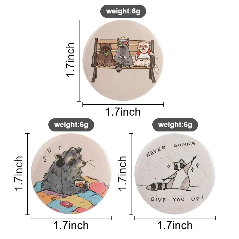 Raccoon Bench Hanging Out Pin, Funny Animal Brooch With Three Cool Raccoons For Streetwear And Backpack Decoration Style