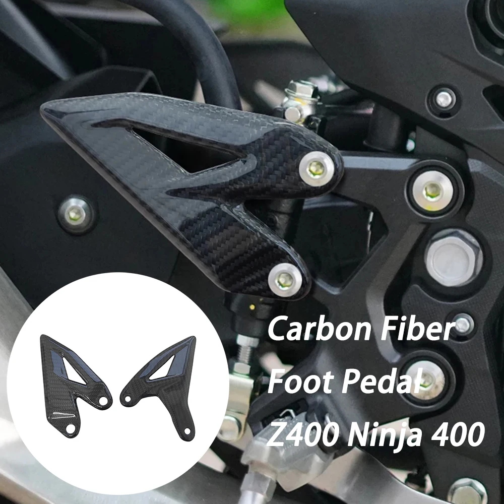 

Carbon Fiber Motorcycle Heel Guard Plates Foot Rests Fit for Kawasaki Ninja 400 2018-2024 Z400 2019-2024