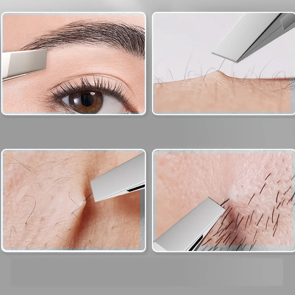 Pinça profissional de precisão em aço inoxidável para sobrancelhas e pelos faciais, pinça sem fragrância para sobrancelhas