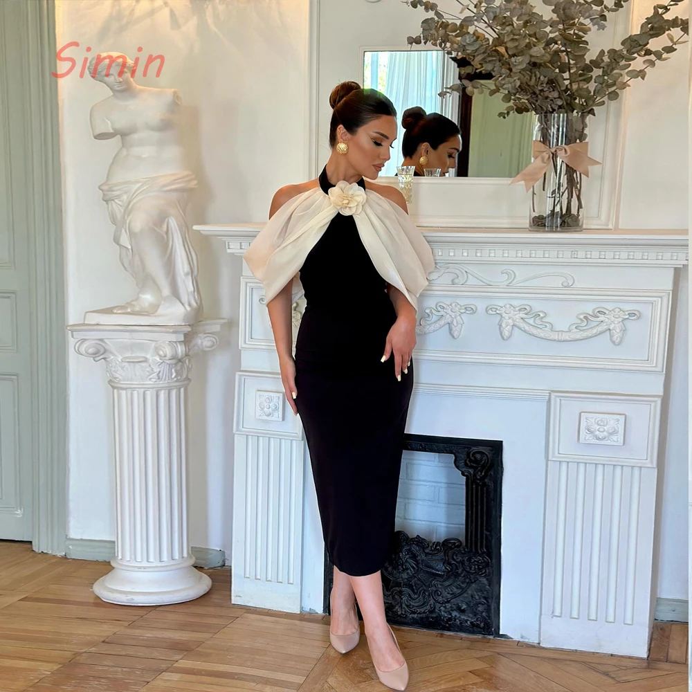 

Simin O-Neck Ruffles Mermaid Backless Flower Sleeveless Ankle-Length robes de soirée Saudi Arab Evening dresses for women 2024