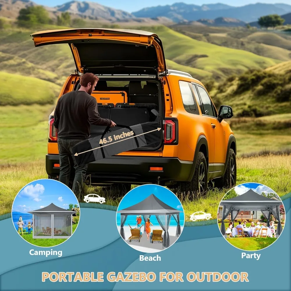 

12x12 Pop Up Gazebo On Clearance Canopy Tent Easy Up Outdoor Gazebo Waterproof Upgrade with Mosquito Nettings, Customized