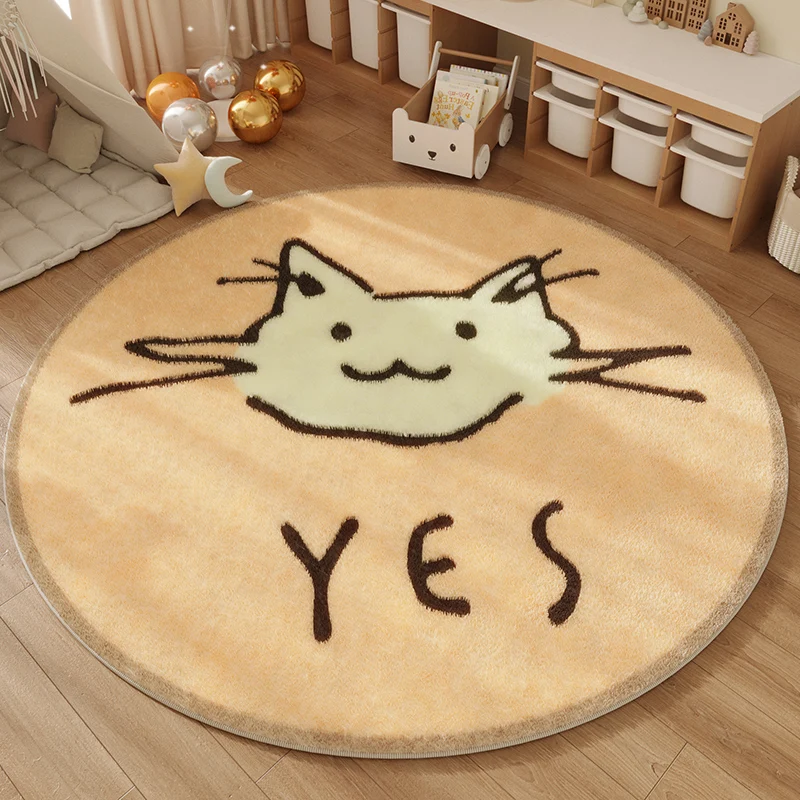 Children Room Round Carpet Study Room Cute Cartoon Living Room Large Area Carpets Highend Bedroom Bedside Waterproof Nonslip Rug