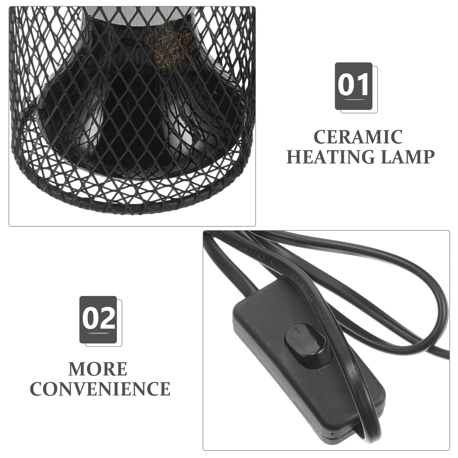 Heater Lamp Grille Ceramic Bulb for Reptiles Light Insulation Heating Metal Pet