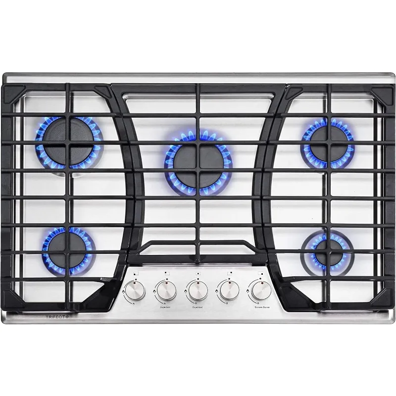 

30 Inch Stainless Steel Gas Cooktop, Built-in Gas Stove Top with Thermocouple Protection (Gas Regulator Not Included)