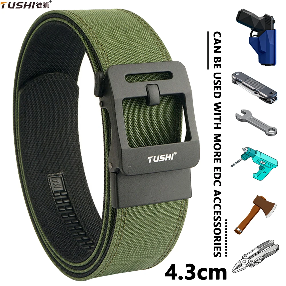 

TUSHI 43mm Stiff Tactical Belt for Men Metal Buckle Multi-size Military Police Duty Belt 1100D Nylon Gun Belt Casual Girdle Male