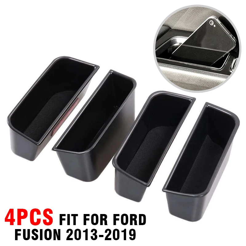 Plastic ABS  Fit for Ford Fusion 2013-2019 Armrest Container Door Storage Box Handle Interior Stowing Tidying New Black Car