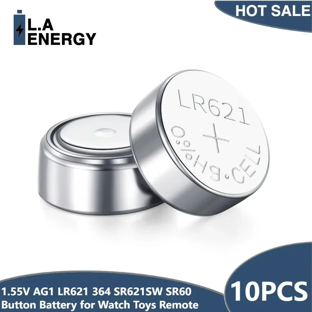 10PCS NEW 1.55V AG1 LR621 364 164 531 SR621 SR621SW SR60 CX60 Button Battery for Watch Toys Remote Cell Coin Batteries