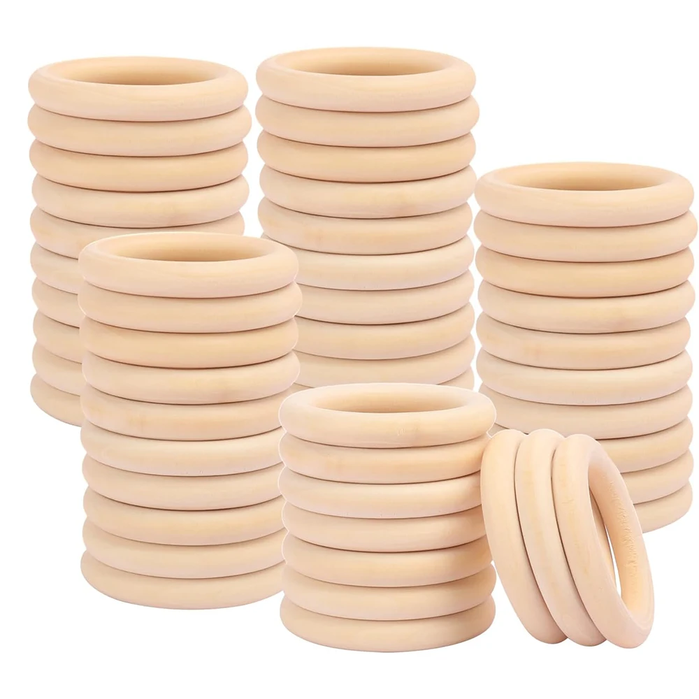 Natural Unfinished Wood Rings 10Pcs, Smooth Uncoated Wooden Circles for DIY Crafting,  Pendant Connectors, Handmade Jewelry Maki