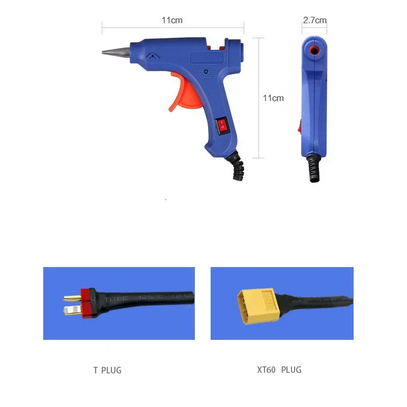 Hot Melt Glue Gun With XT60 T Plug For RC Models Outfield 3S 12V Heater Heating Wax 7mm Glue Stick DIY Hand Tools