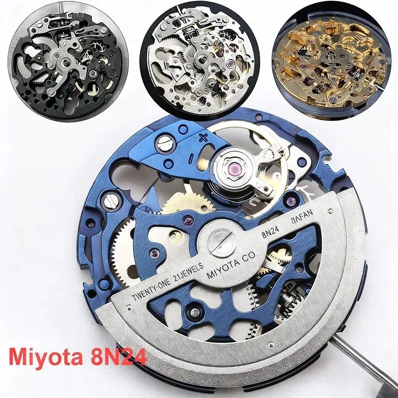 miyota-8n24-automatic-mechanical-skeleton-movement-automatic-hand-winding-21600-bhp-silver-golden-black-deep-blue-movement
