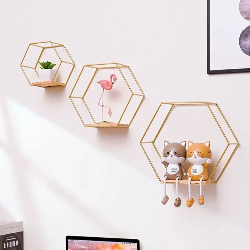 Simple and Creative Iron Art Wall Decoration Restaurant Wall Decoration Rack Wall Storage Rack Milk Tea Shop Wall Shelf