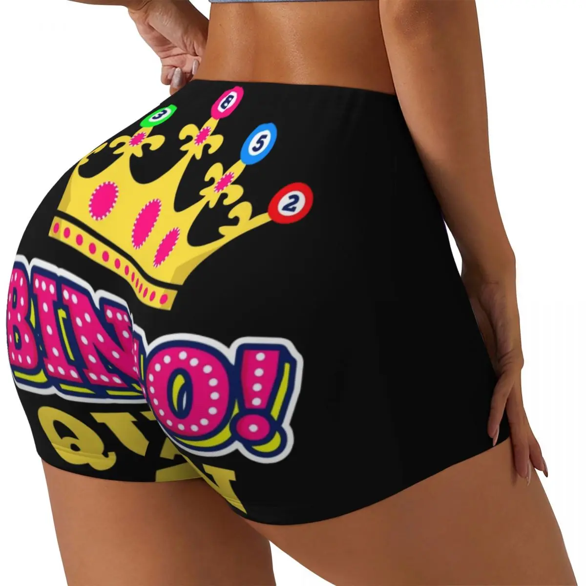 Custom Bingo Queen Bingo Player Biker Running Workout Shorts Women's Paper Game Gym Athletic Yoga Shorts