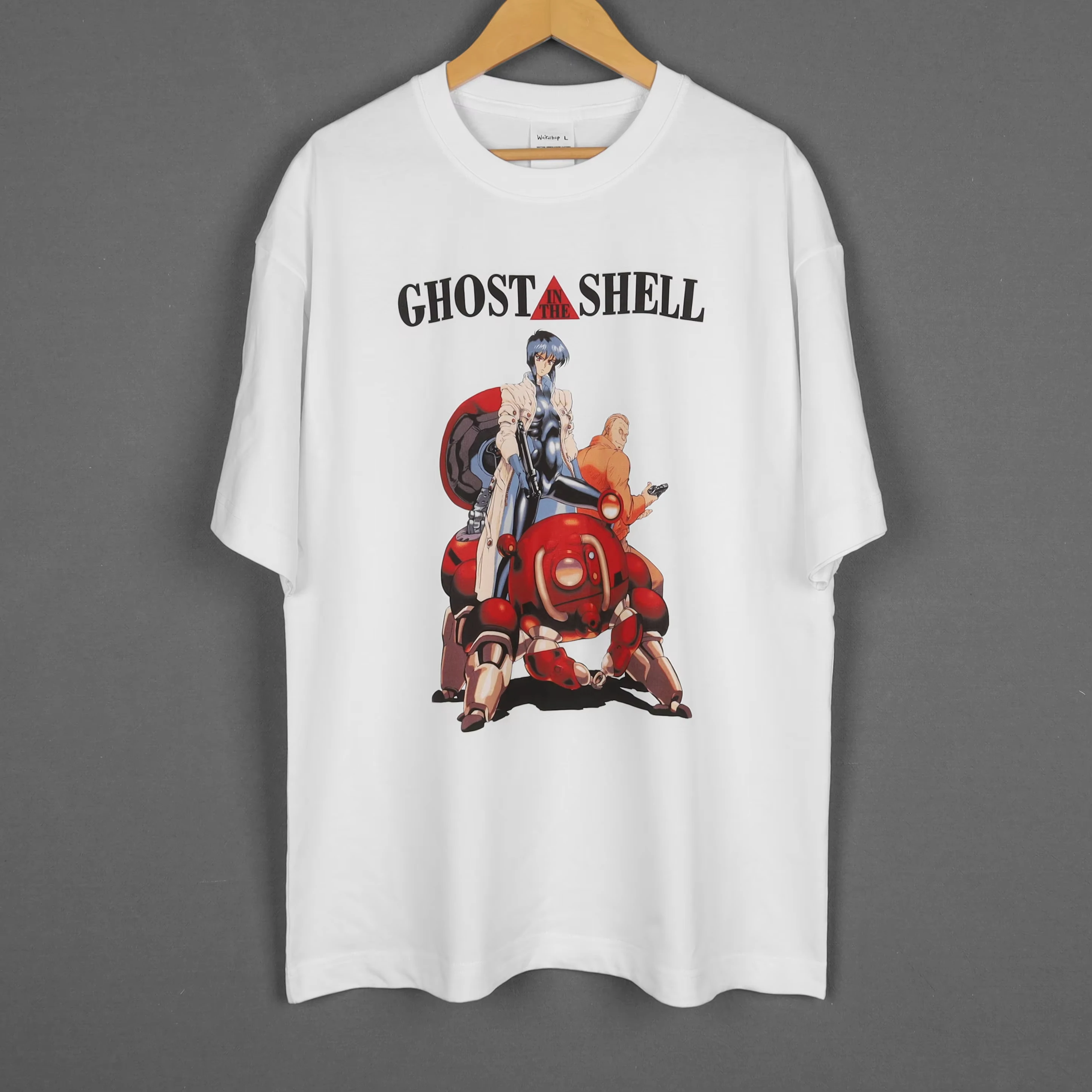 Ghost in The Shell Vintage Anime Graphic T‑Shirt Motoko Kusanagi Print Unisex Short Sleeve Cyberpunk Streetwear Casual Tops