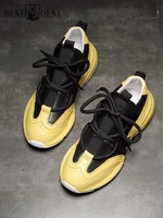 Fashion Mens Mixed Colors Genuine Leather Sneakers Lace Up Thick Platform Casual Shoes Comfortable Autumn Joggers Trainers Shoes