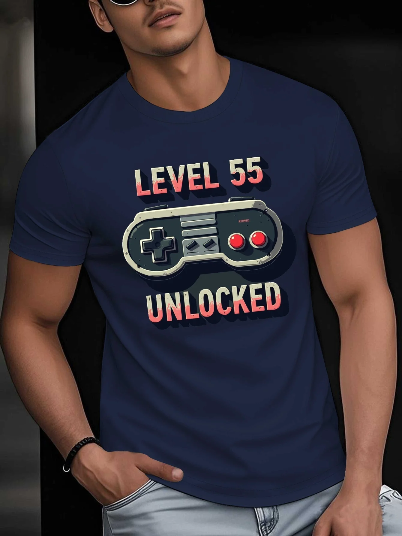 تي شيرت رجالي صيفي ريترو للتحكم في الألعاب مطبوع عليه حروف برقبة دائرية تي شيرت كاجوال للألعاب الرياضية اليومية فضفاض بأكمام قصيرة #2
