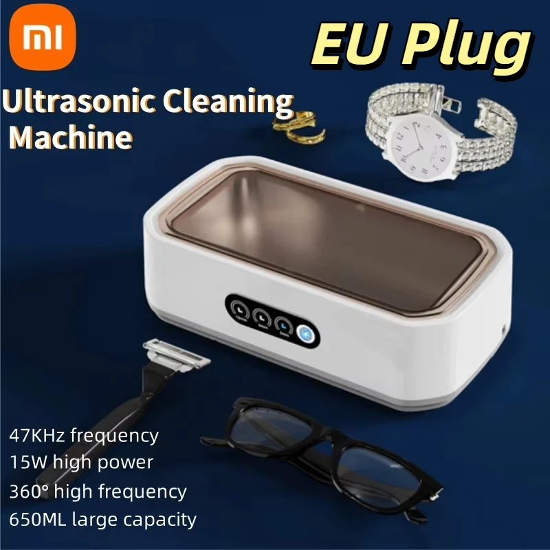 Xiaomi 650ml الاتحاد الأوروبي التوصيل قابل للتعديل سعة كبيرة بالموجات فوق الصوتية الأنظف سريع قوية مجوهرات هدفين نظارات آلة تنظيف المجوهرات #2