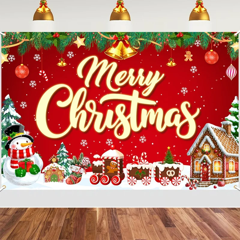 Merry Christmas Backdrop Banner Santa Snowman Background Christmas Decorations for Home2024 Navidad Noel Xmas Gifts NewYear 2025