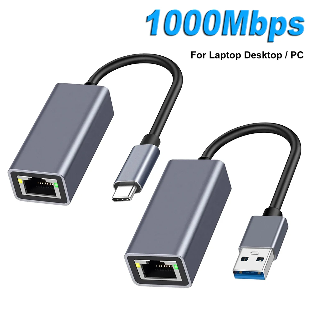 USB Type C Ethernet Adapter 1000Mbps USB 3.0 RJ45 Network Card For MacBook PC Windows XP 7 8 10 Android USB Lan Internet Cable