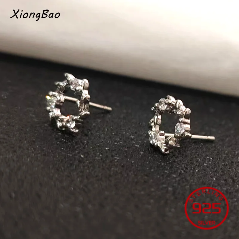 

Серьги из стерлингового серебра 925 пробы с кристаллами и цирконами, в форме цветов и листьев, для женщин, изысканный подарок