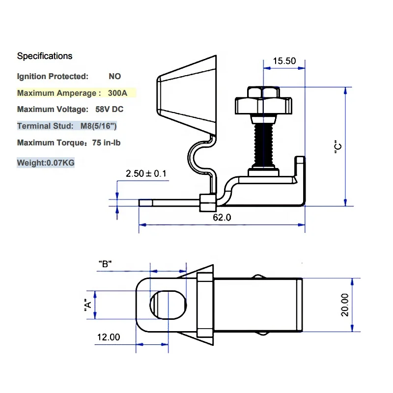 200A 58V DC Max MRBF Terminal Sicherungsblock für Auto Marine Auto Boot