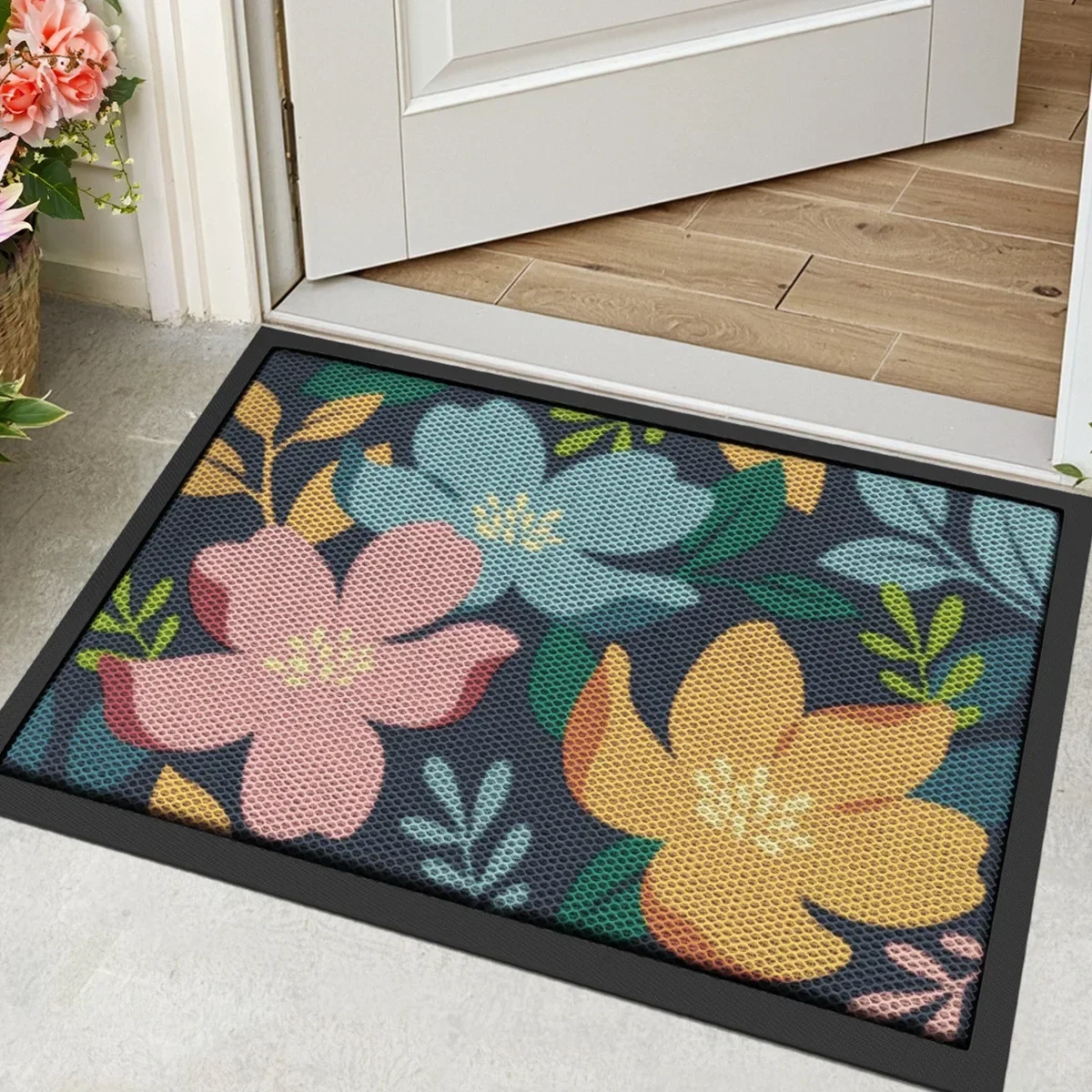 TPE Elastic Nylon Coil Doormat Scraping Sand Dust Removal Foot Pad Outside Entrance Door Mat Rubber Anti-slip Floor Mats