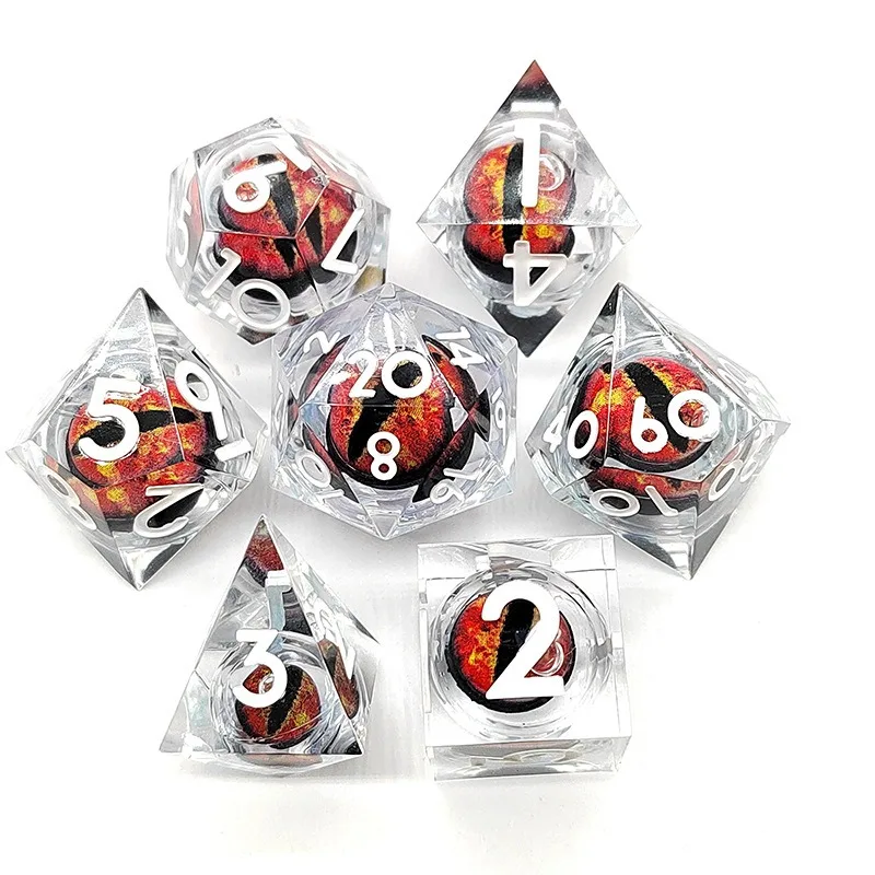 7Pcs/set New Pointed Resin Dice Dragon Eyes Can Rotate Game Dice