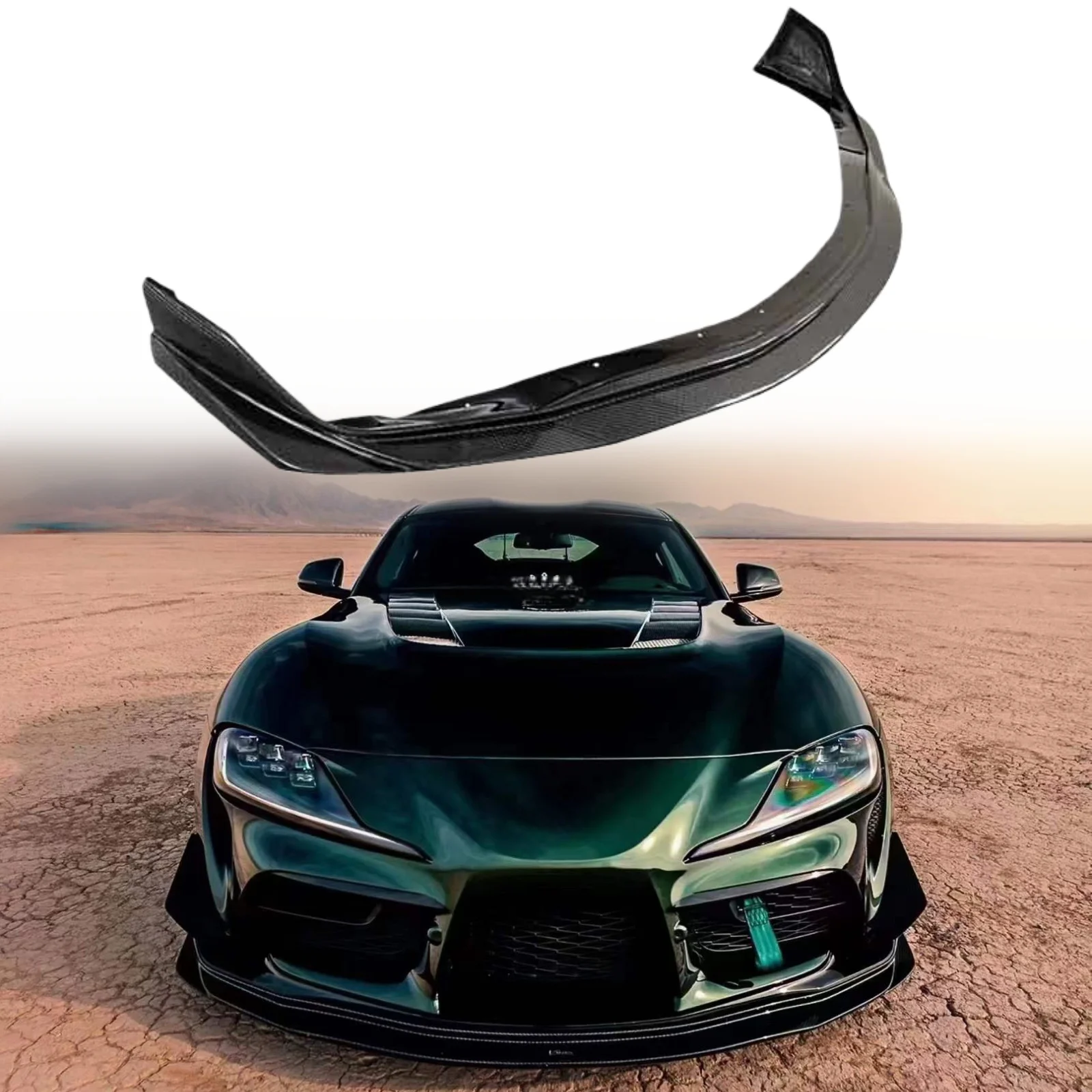 

Передний бампер автомобиля из углеродного волокна, спойлер, разветвители, защита бампера для Toyota Supra GR A90 MK5 2019-2026, передняя губа