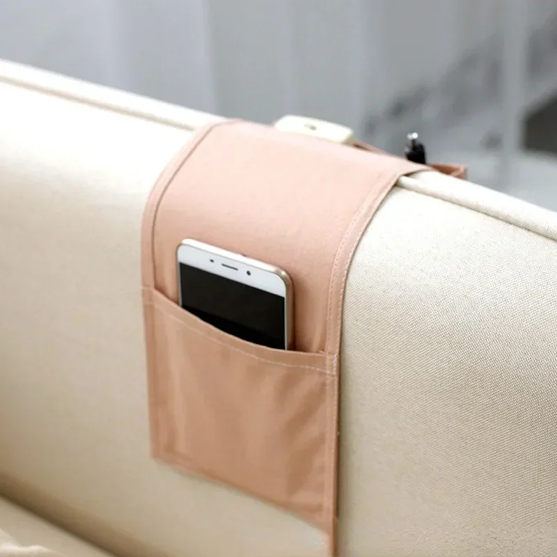 Cotton Linen Bedside Storage Bag Organizer Bed Desk Bag Sofa TV Remote Control Hanging Bag Storage Organizer Bed Holder Pockets view 4