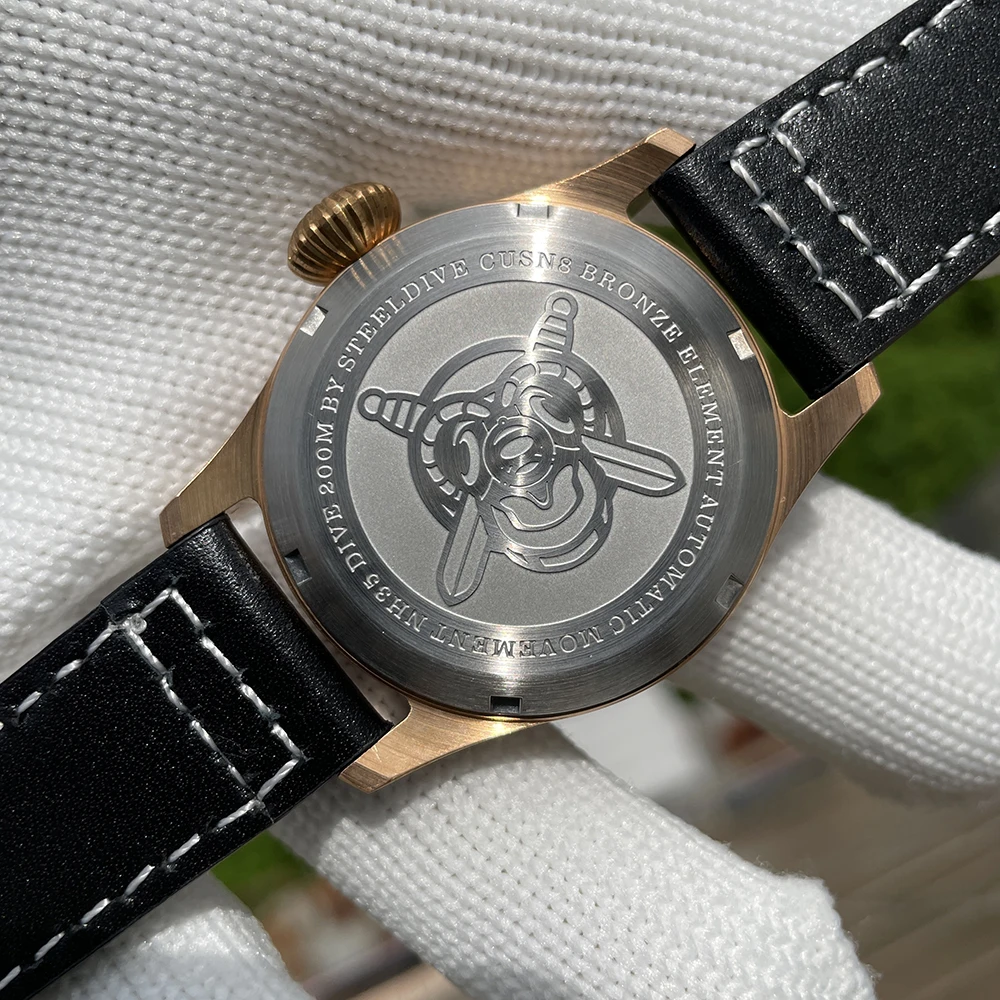 STEELDIVE Official Direct Sale SD1928S Mens Solid CuSn8 Bronze Watch 200 Meters Waterproof Sapphire Mirror Luminous Diving Watch view 5