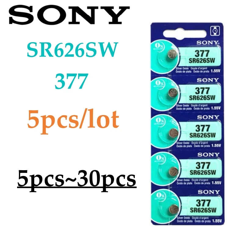 5-30pcs SR626SW For SONY AG4 377 Batteries SR626 Battery 177 376 626A LR66 LR626 For Watch Toys Clock Battery